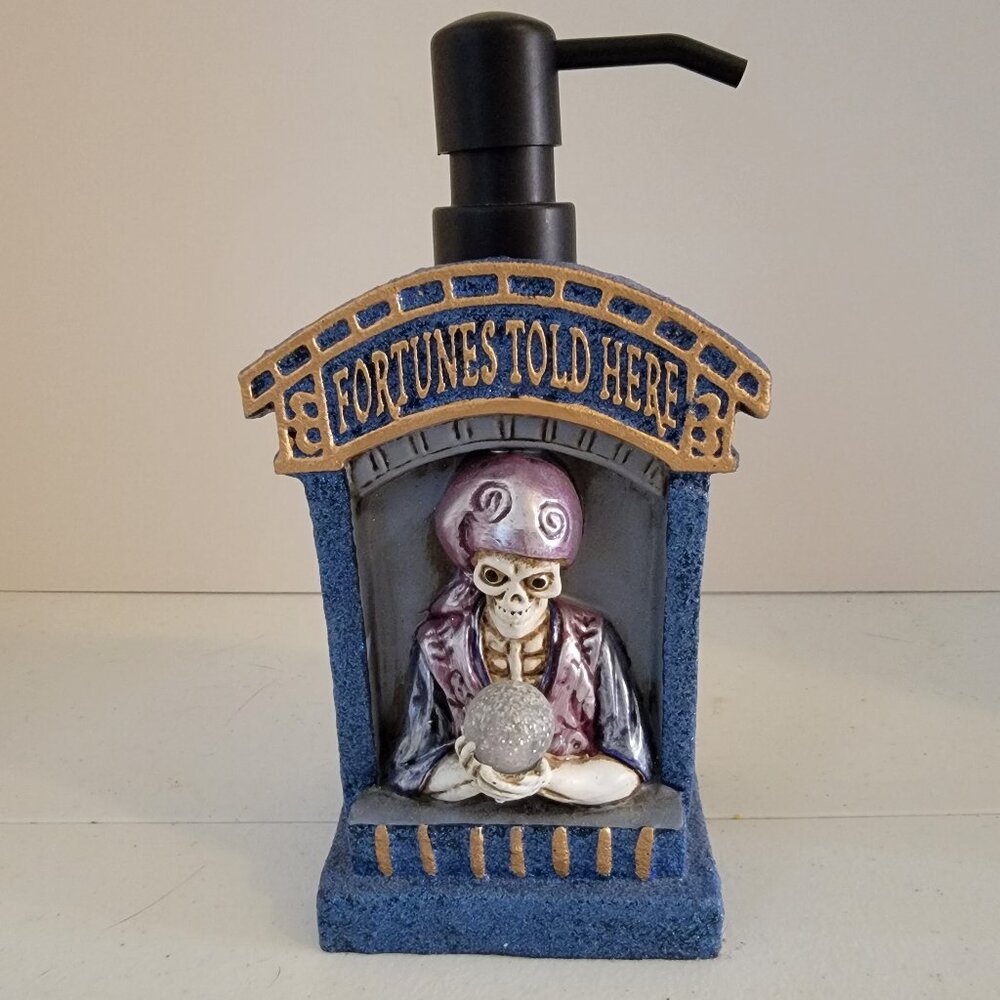 Animated Skeleton Fortune Teller Soap Dispenser Halloween Gothic Decor